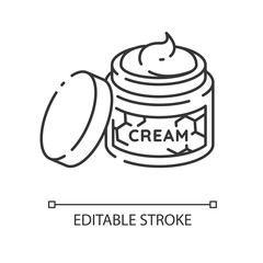 Honey skin care linear icon. Natural cosmetics, organic beauty product. Cosmetology thin line customizable illustration. Contour symbol. DIY cosmetics. Vector isolated outline drawing. Editable stroke