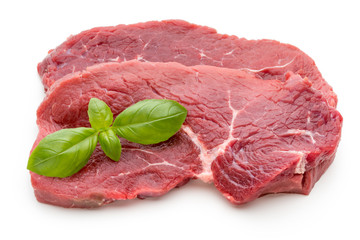 Fresh raw beef steak isolated on white.