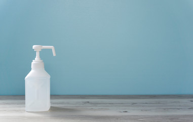 Alcohol disinfection bottle. アルコール消毒のボトル