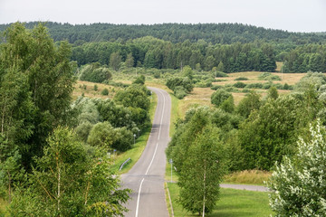 Highway motor road in a beautiful natural landscape. Road trip and car travel concept.