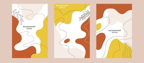 Background template with copy space for text and images design by abstract colored shapes, Social media stories and post creative Vector set. line arts , Tropical leaves VECTOR