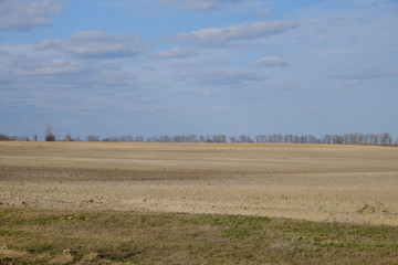 Obraz premium Beautiful cloudy sky over farmland. Spring landscape.