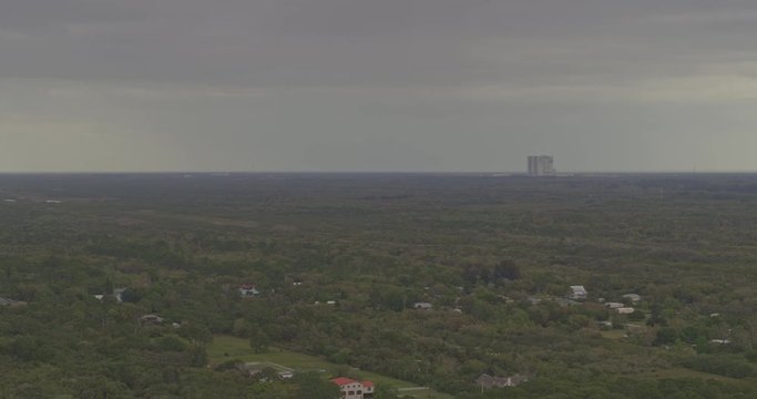 Merritt Island Florida Aerial v3 left to right panning drone view from the wildlife refuge to the space center - DJI Inspire 2, X7, 6k - March 2020