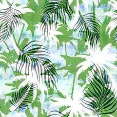 Palm tree silhouette seamless abstract pattern