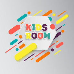 Kids zone entertainment banner. Colorful letters for children's playroom decoration. Sign for children's game room. Kids zone and party room area design.