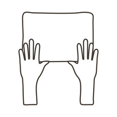 afro hands human protesting with banner line style icon