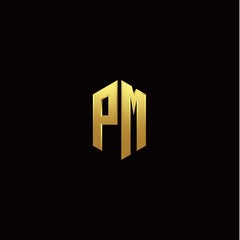 P M modern monogram style initial logo template