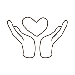 interracial hands with heart line style icon