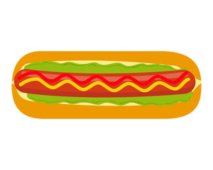 マスタードとケチャップソースをかけたホットドックのベクターイラスト　