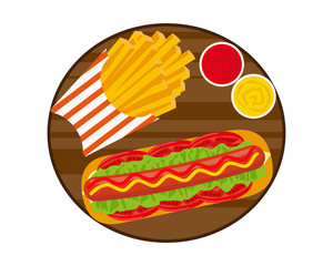 ファーストフードメニューのベクターイラスト ハンバーガー フライドポテト ホットドッグ Wall Mural Nisi ファーストフードメニューのベクターイラスト ハンバーガー フライドポテト ホットドッグ Wall Mural Nisi