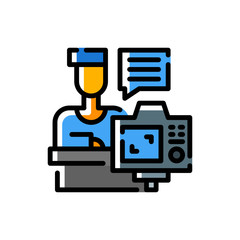vlog icon in filled line style. vector illustration for graphic design, website, UI isolated on white background. EPS 10