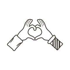 interracial hands with heart line style icon