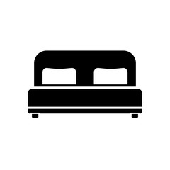 Black Double bed icon concept. Double bed flat vector symbol, sign, illustration.
