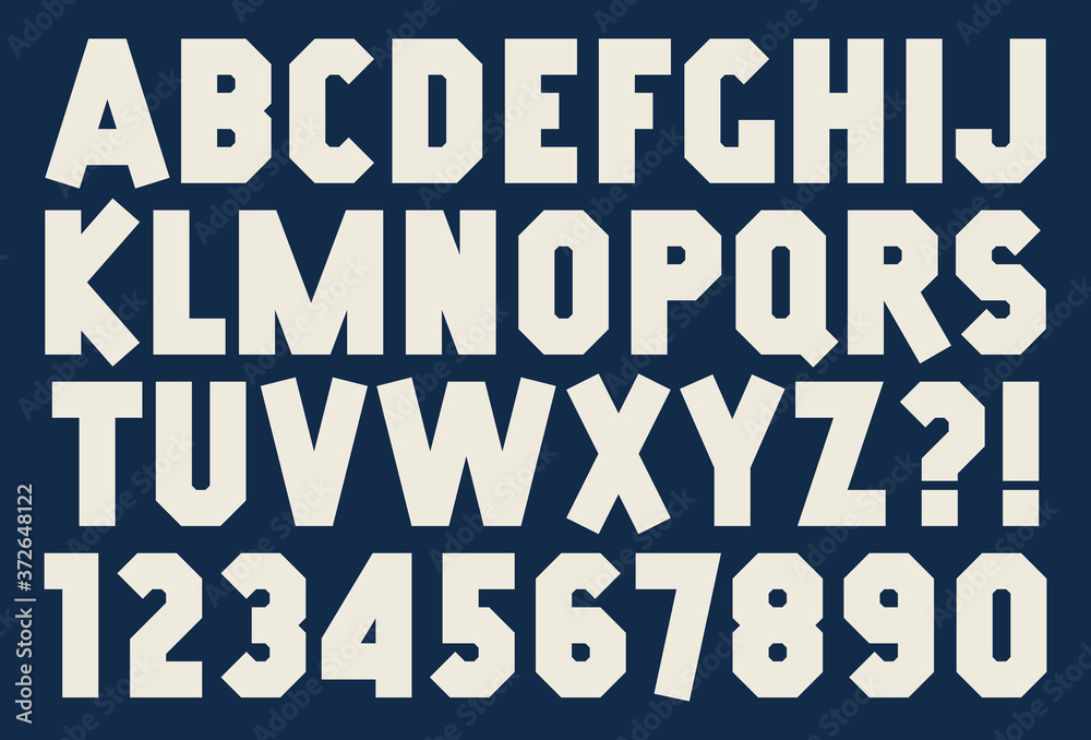 Poster angular alphabet and number bold isolated font