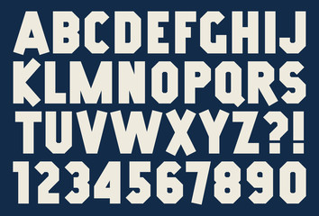 Angular alphabet and number Bold isolated font