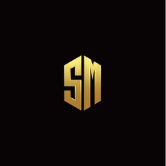 S M modern monogram style initial logo template