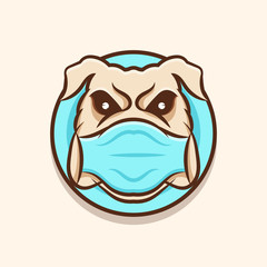 illustration of a bulldog dog wearing a mask