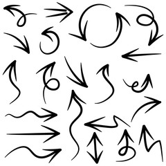 set of hand drawn arrows .Vector doodle design elements. Illustration on white background.for business infographic, banner, web and concept design.