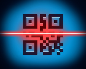 Scanning QR code in 3D illustration