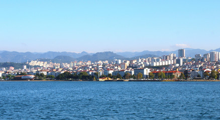 Naklejka na ściany i meble View of Ordu city at Black sea coast