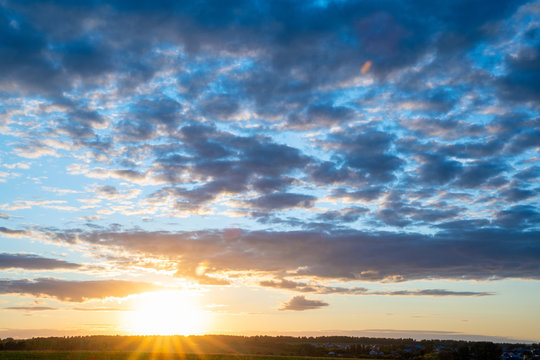 Beautiful textured sky with clouds at sunset