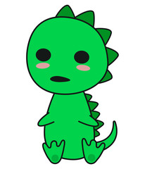 Green dino tall isolated AI.