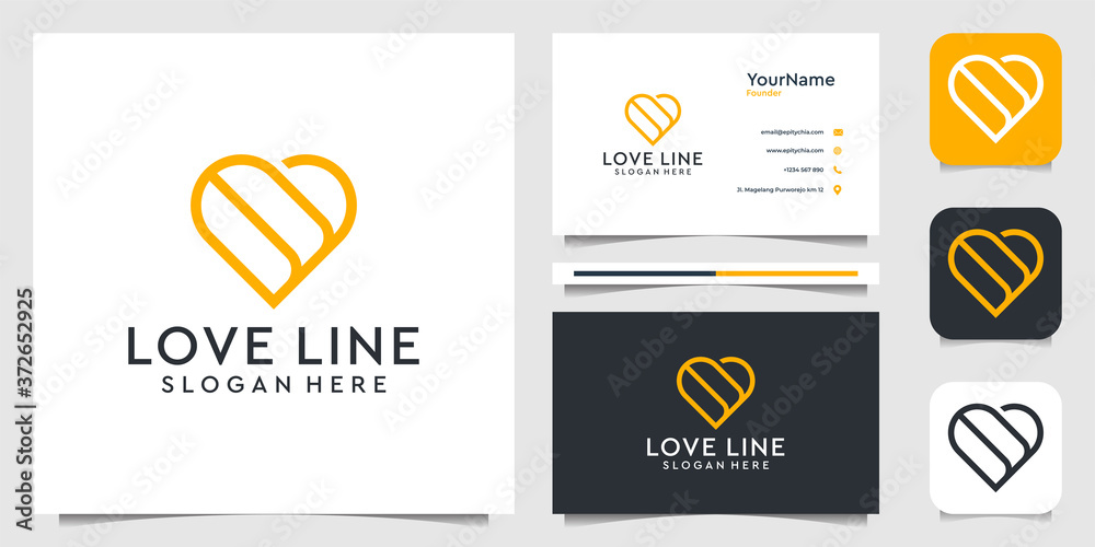 Wall mural Love logo illustration vector graphic in line art concept. Suit for icon, advertising, app, valentine, and business card - Wall murals