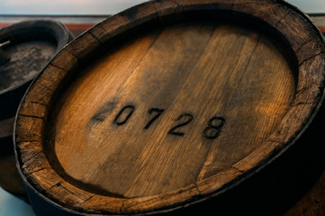 Real beer vintage barrel with numbers