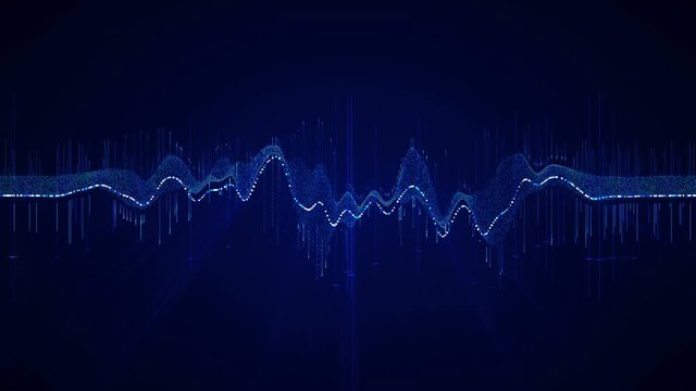 Blue HUD Equalizer with rays.Abstract Technological template.Sci Fi tech background.Futuristic digital audio wave.2D graphic.Blue.Flares effect.Type 2