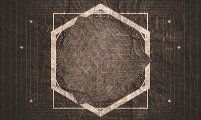 Mystery, witchcraft, occult and alchemy geometry. Mystical vintage gothic thin lines style background. - obrazy, fototapety, plakaty