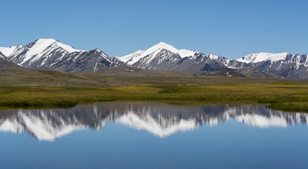 Mountains with Snow and Lake Kirgistan