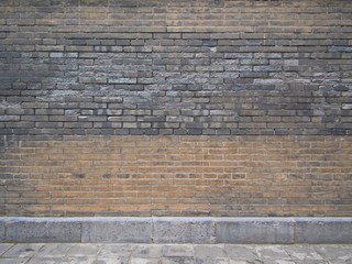 Ancient Brick Wall in Giant Wild Goose Pagoda. It was built in 652 during the Tang dynasty and originally had five stories. Xian City, Shaanxi Province, China. October 22nd, 2018.