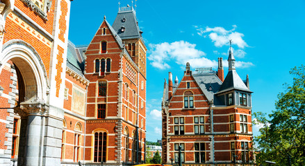 Amsterdam, Netherlands - June 2019: The Rijksmuseum Amsterdam museum in Amsterdam, Netherlands.