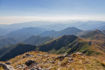Views from the top of Mount Coriscao in León with views of the Picos de Europa of Asturias on a clear day with all the mountains in the background