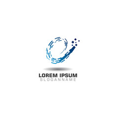 Fototapeta premium Pixel digital creative logo design modern technology template