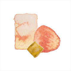 Abstract modern watercolor brush. Black, orange, red, gold, yellow watercolor Illustration isolated on white background. Wedding card. Minimal business card, poster, logo.