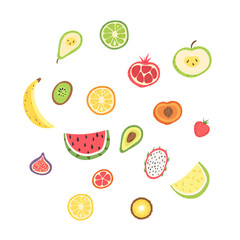 Fruit clip art set. Vector illustration.