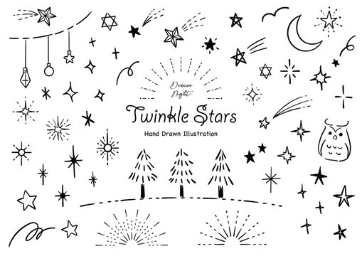おしゃれな星の手描きイラストセット ペン画 Stock ベクター Adobe Stock