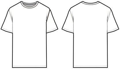 white t-shirt technical sketch with short sleeve  © alena