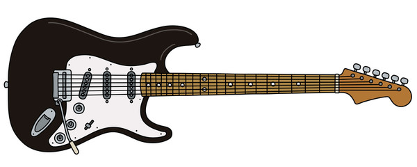 The vectorized hand drawing of a classic black electric guitar - 372659973
