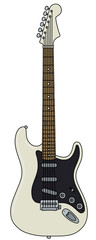 The vectorized hand drawing of a classic black and white electric guitar - 372660137