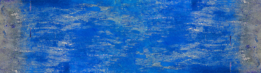 Abstract dark phantom blue painted colored spotted scratched paper metal texture wallpaper background banner panorama