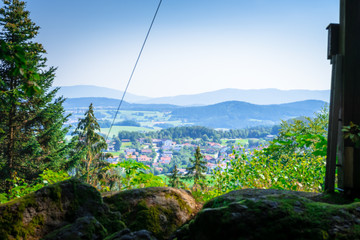 Fototapeta na wymiar Wanderung auf dem Rattenberger Höhenweg im Bayerischen Wald. Deutschland.