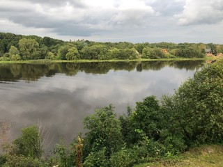 a river in Karelia on a cloudy August summer day