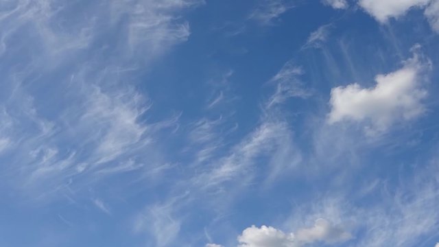 Time lapse of stunning cirrus cloud formations in a deep blue summer sky