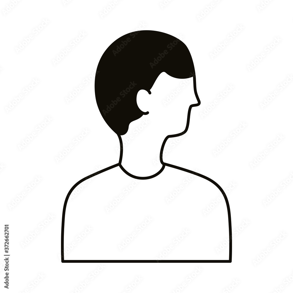 Canvas Prints young man profile avatar character line style icon