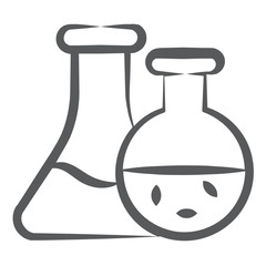 
Conical and erlenmeyer flask, chemical experiment icon in line design 
