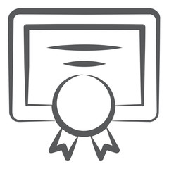 
Credential document icon in doodle style, academic certificate

