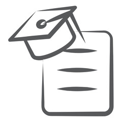 
Paper with mortarboard, concept of graduation icon
