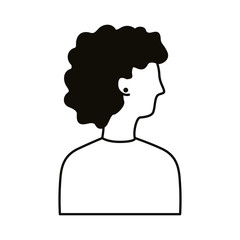 afro young woman profile avatar character line style icon